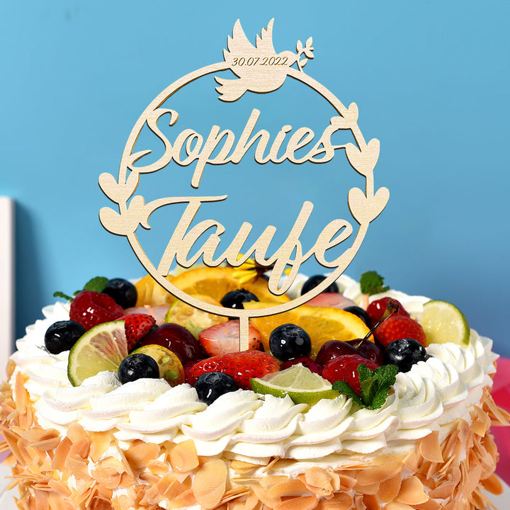 Custom Name Cake Topper Personalized Dove Wooden Couple Cake Decoration