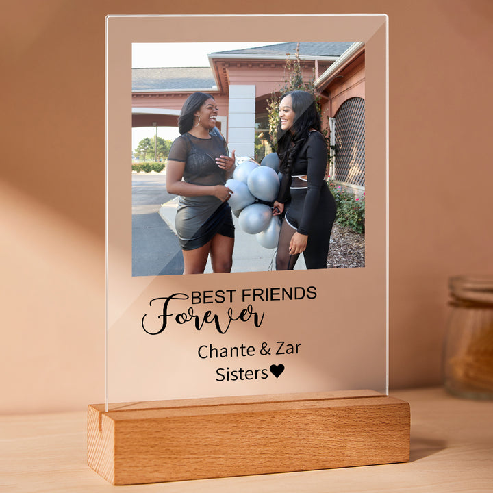 Best Friend Forever Plauqe Custom Photo Acrylic Sheet with Wood Stand
