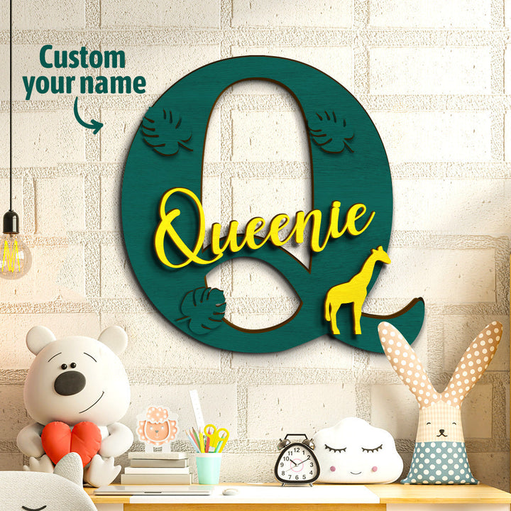Personalized Jungle Name Sign Wooden Letter Initial Wall Plaque