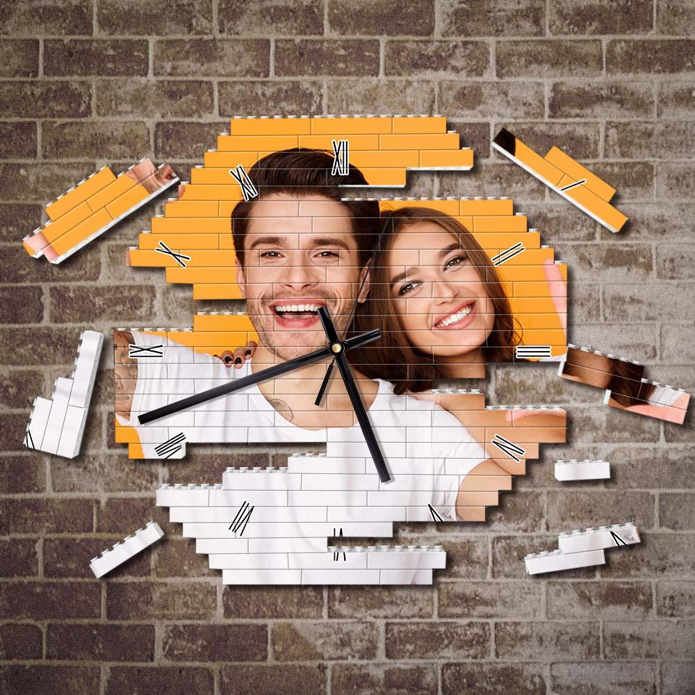 Personalized Building Block Desk Clock Wall Clock Personality Puzzle Custom Photo Pointer Brick Clock
