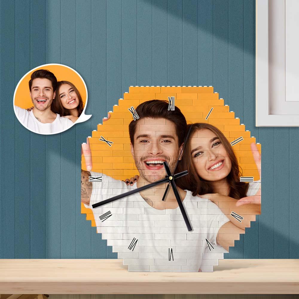 Personalized Building Block Desk Clock Wall Clock Personality Puzzle Custom Photo Pointer Brick Clock