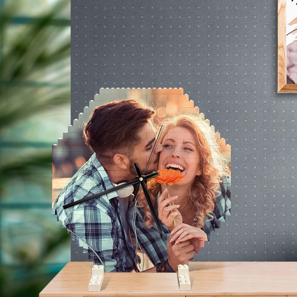 Custom Building Blocks Desk Clock Wall Clock Personalized Puzzle Custom Photo Brick Clock Gift For Couple