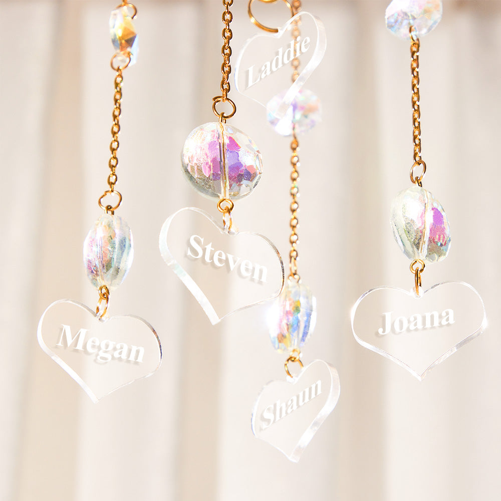 Custom Engraved Wind Chimes Heart Crystal Home Gifts