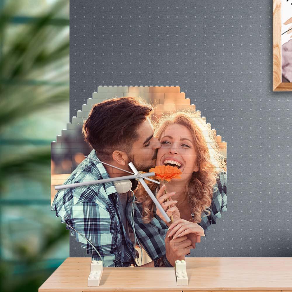 Custom Building Blocks Desk Clock Wall Clock Personalized Puzzle Custom Photo Brick Clock Gift For Couple