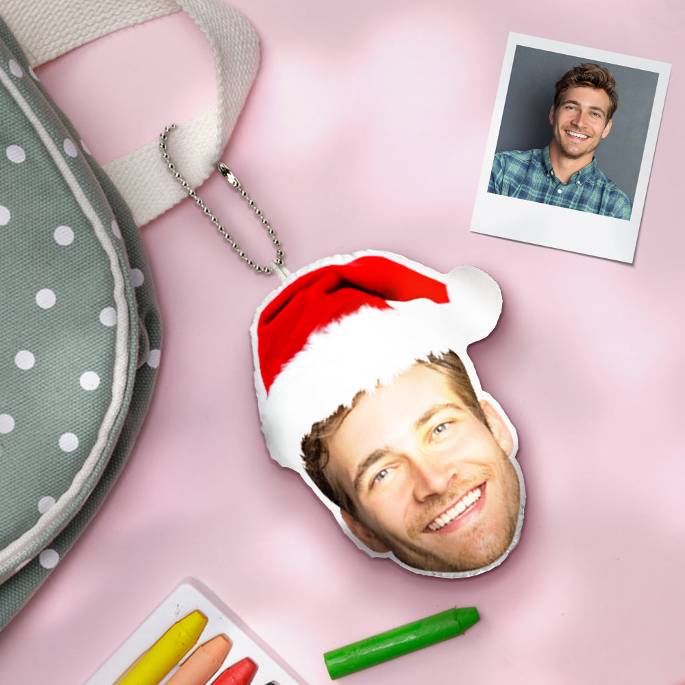 Custom Face Christmas Hat Hanging Ornament Keychain Decoration for Christmas Gift