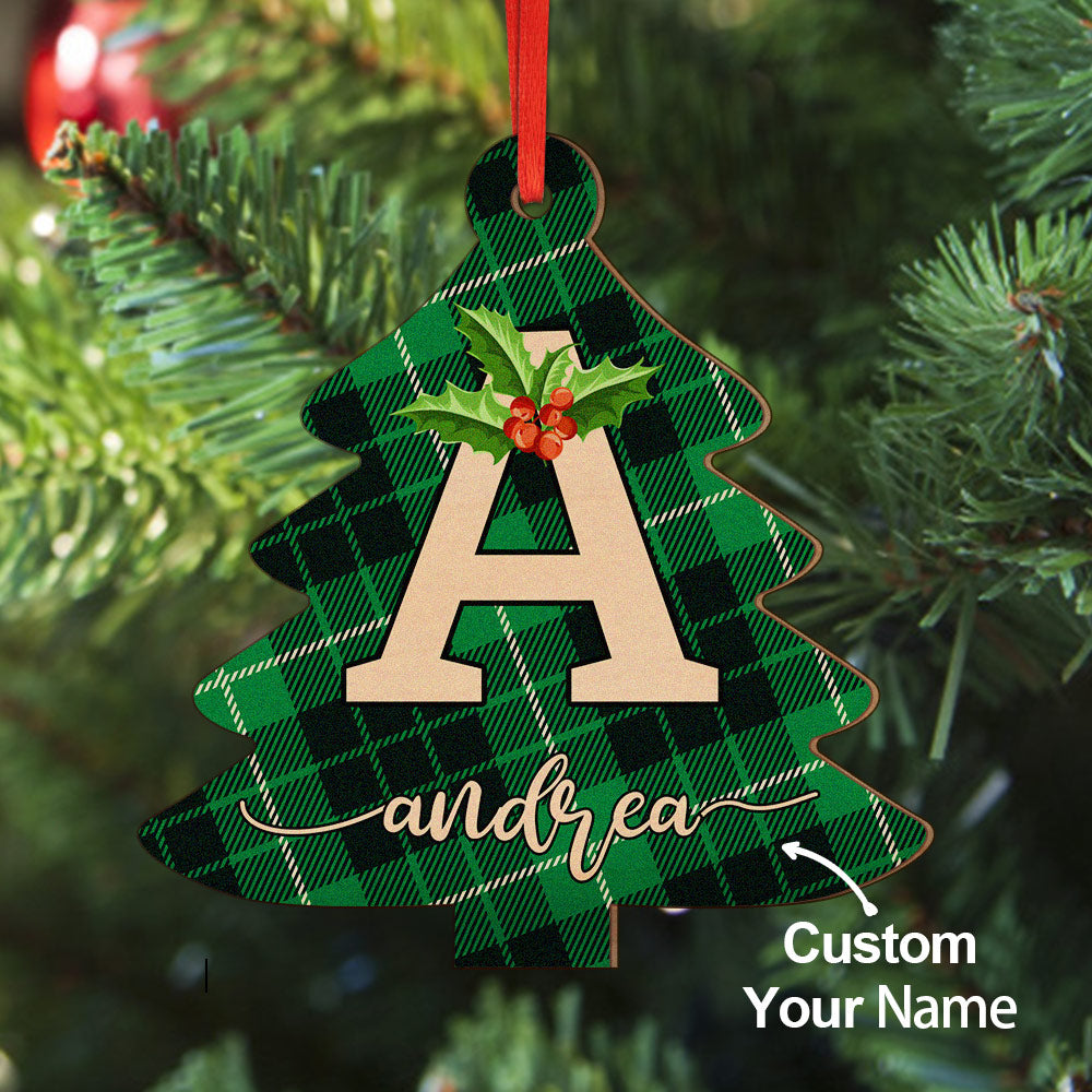 Personalized Christmas Initial Ornaments Custom Name Christmas Wood Ornament Decorations Gifts
