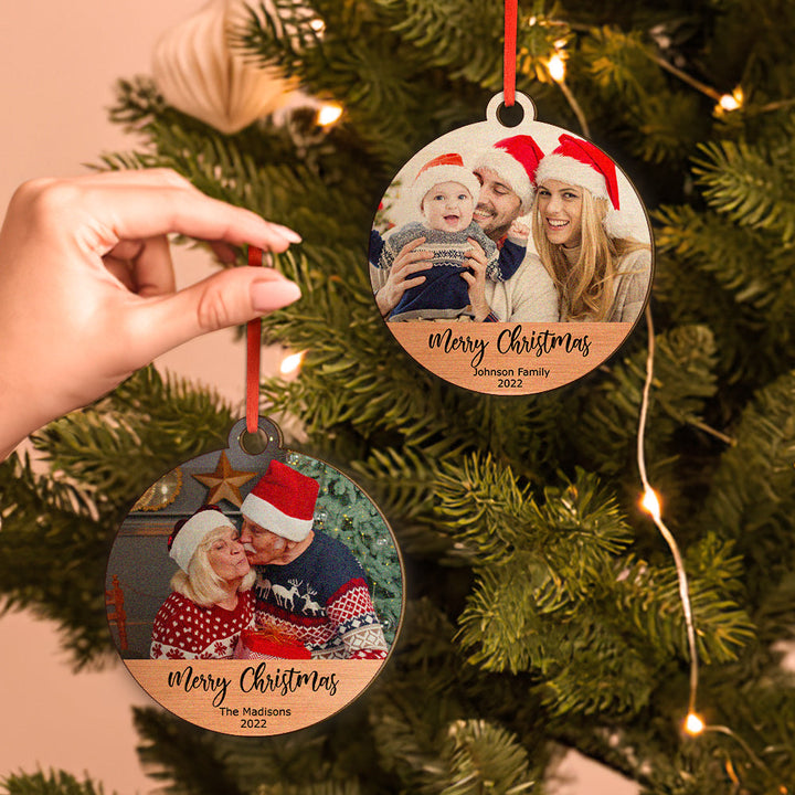 Personalized Wooden Photo Christmas Ornaments Holiday Gift for Family