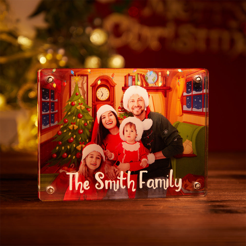 Custom Christmas Acrylic Ornaments Personalized Engraved Photo Magnetic Desktop Picture Ornaments