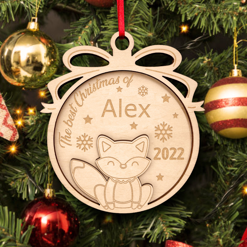 Personalized Wooden Cute Animals The Best Christmas Ornament Holiday Gift for Kids