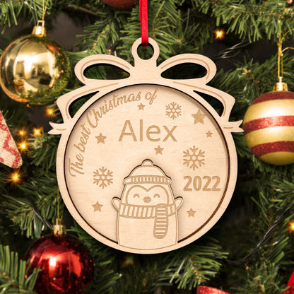 Personalized Wooden Cute Animals The Best Christmas Ornament Holiday Gift for Kids
