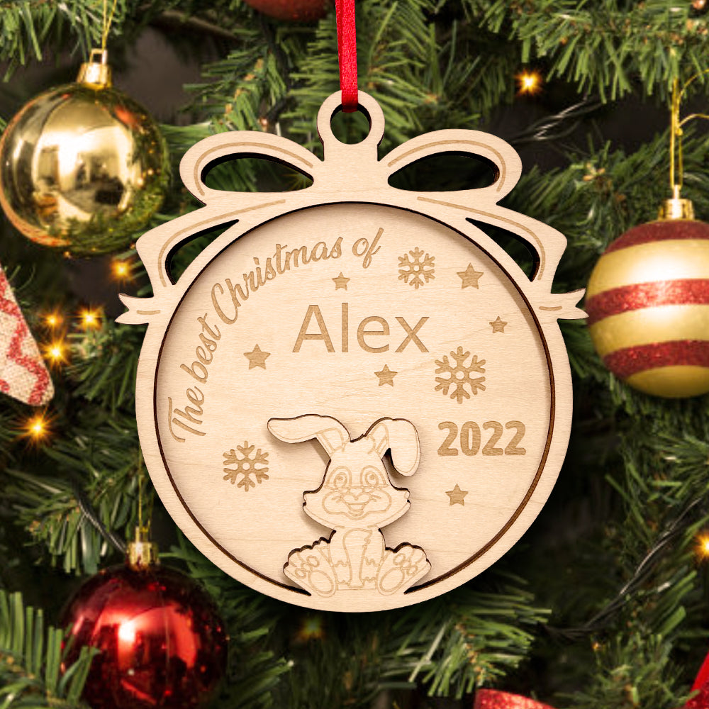 Personalized Wooden Cute Animals The Best Christmas Ornament Holiday Gift for Kids