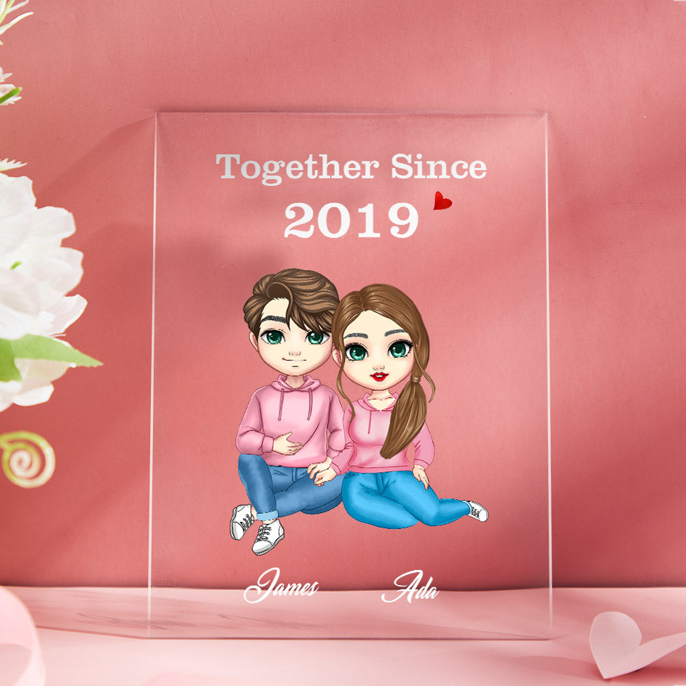 Cartoon Couple Gifts Valentine's Day/Anniversary Gifts, Personalized Card/Plaque/Night Light