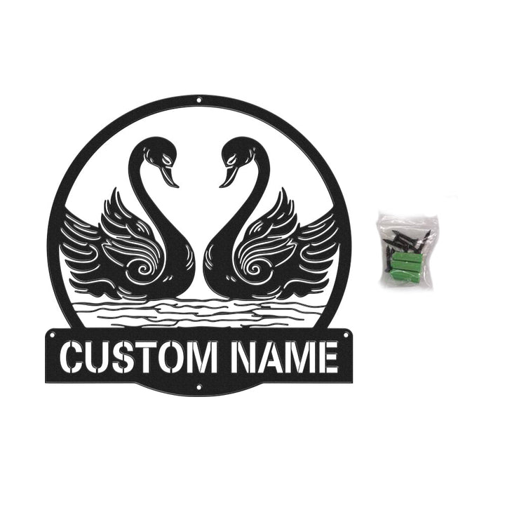 Custom Swan Signs Metal Wall Art Personalized Couple LED Lights Decor Gift for Lover