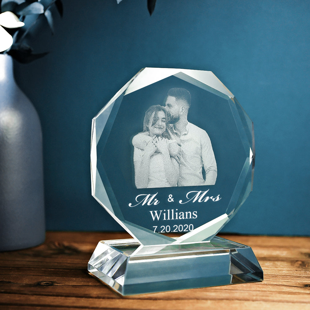 Custom Photo Engraved Ornaments Crystal Glass Father's Day Gifts
