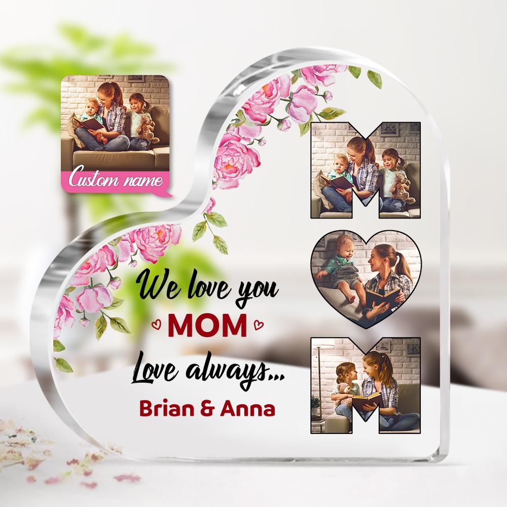 Custom Photo Acrylic Heart Flower Mother's Day Gift Personalized Acrylic Hearts for Mom