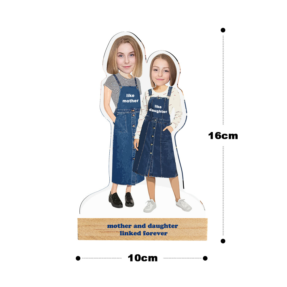 Custom Face MiniMe Plaque Personalized Jeans Dress Mother and Daughter Desk Decor Gifts for Mom