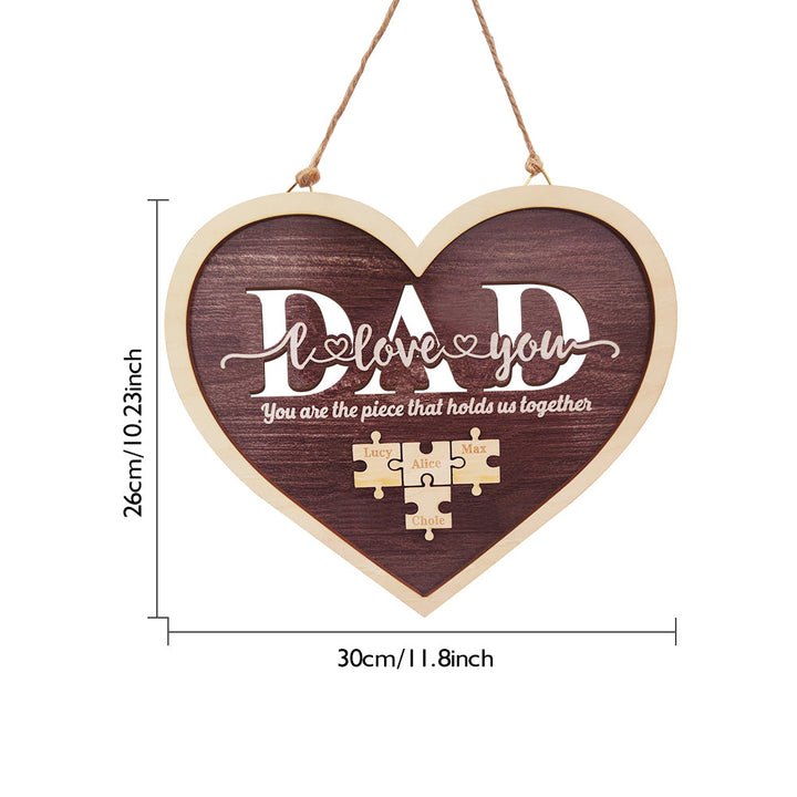 Personalized Dad Heart Puzzle Plaque You Are the Piece That Holds Us Together Father's Day Gift