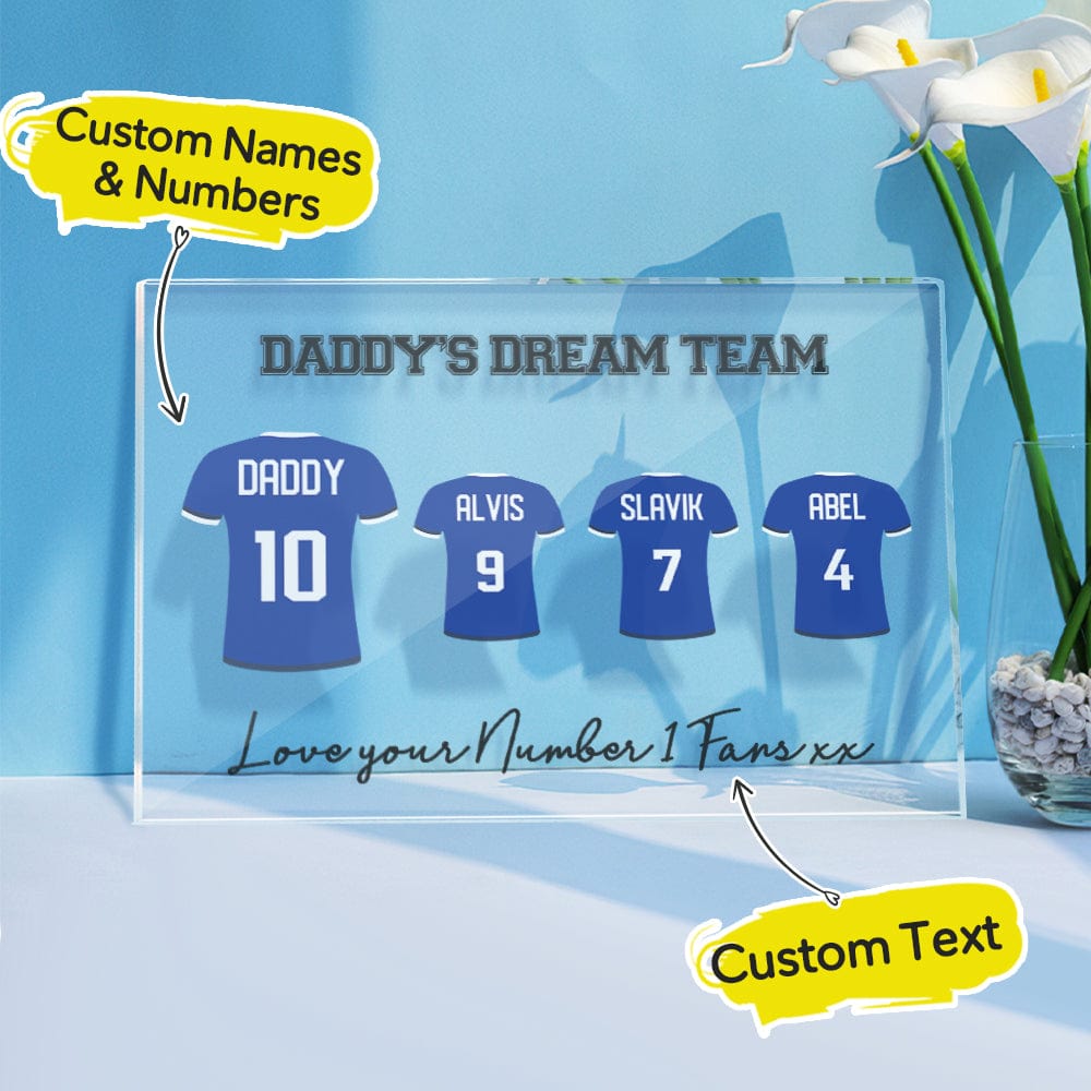 Custom Plaque With Names Gifts for Dad - Daddy's Dream Team