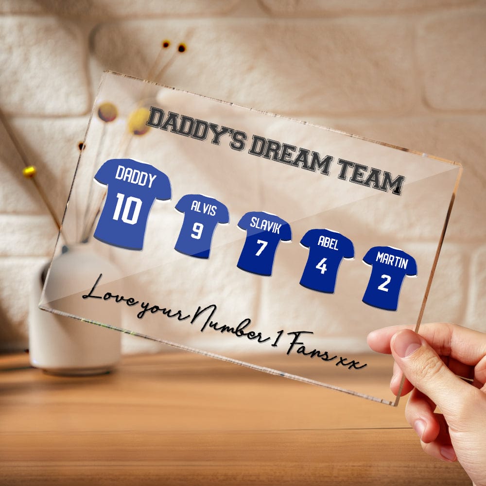 Custom Plaque With Names Gifts for Dad - Daddy's Dream Team