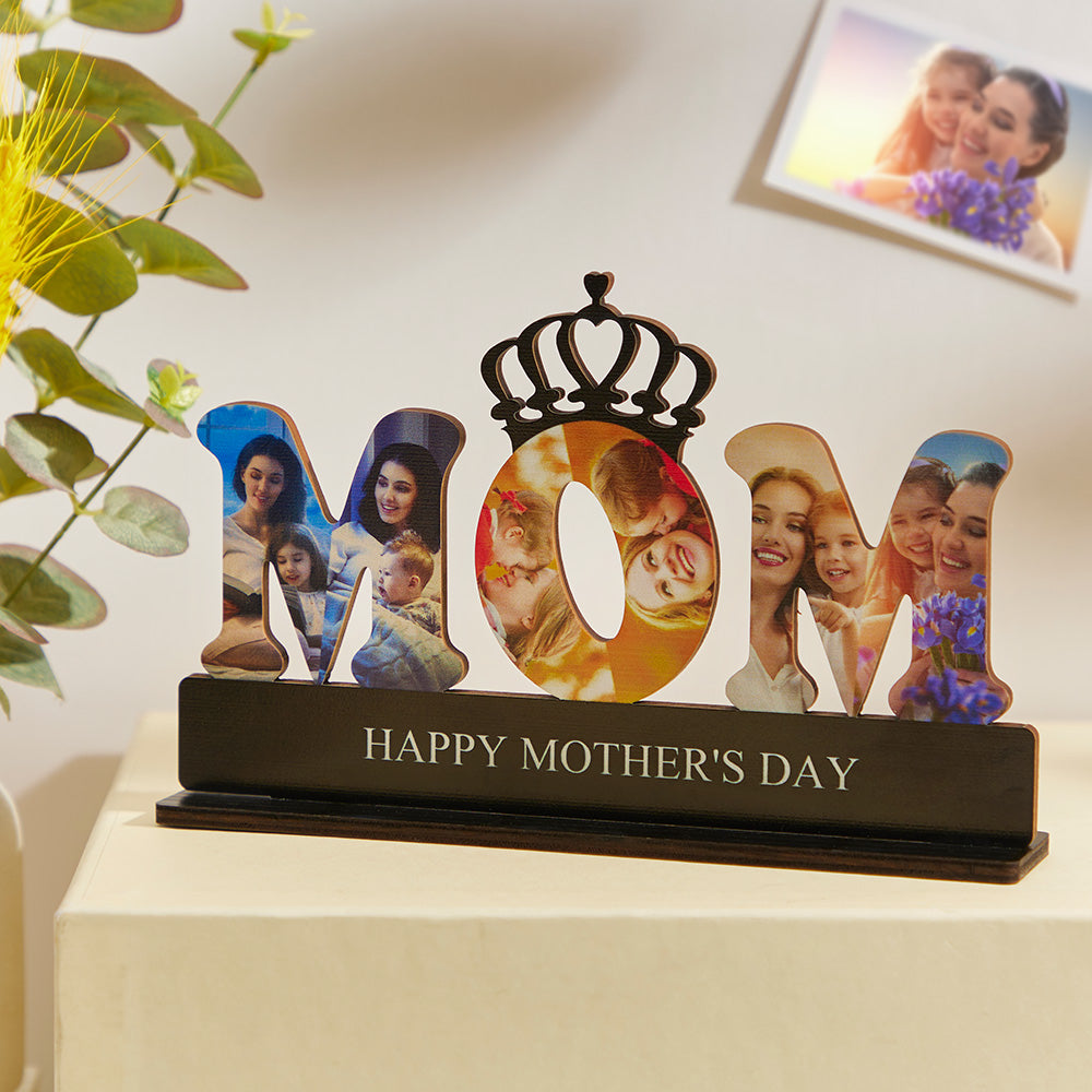 Custom Photo Engraved Ornament Creative Crown Happy Mother's Day Gifts