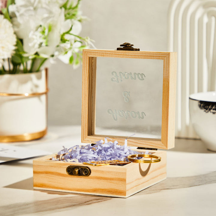 Personalized Transparent Glass Wooden Box With Text Creative Storage Gift Box
