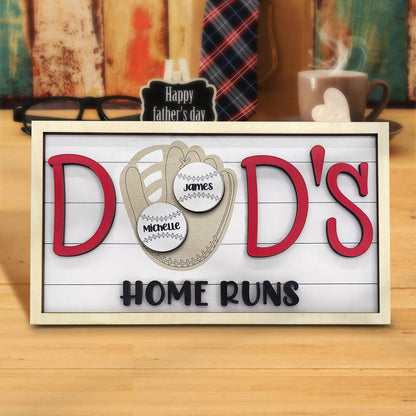 Personalized Baseball Dad Wooden Name Sign Plaque Father's Day Gift for Dad Grandpa