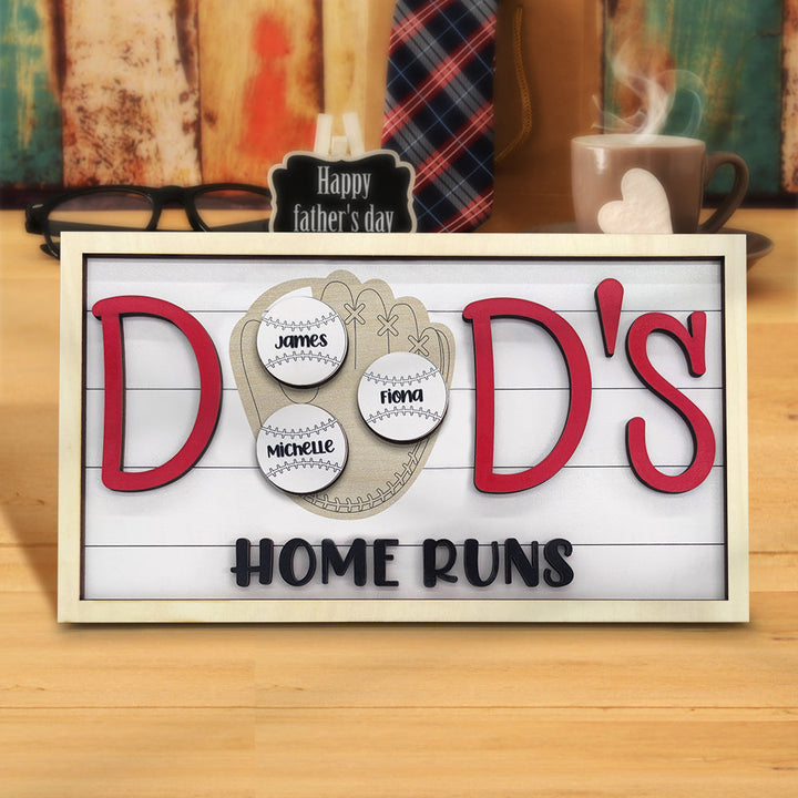 Personalized Baseball Dad Wooden Name Sign Plaque Father's Day Gift for Dad Grandpa