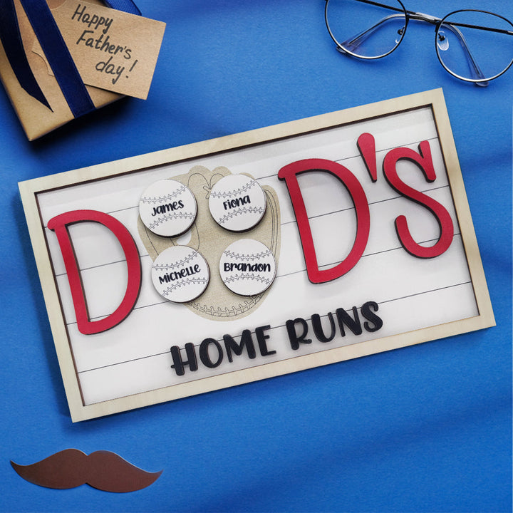 Personalized Baseball Dad Wooden Name Sign Plaque Father's Day Gift for Dad Grandpa