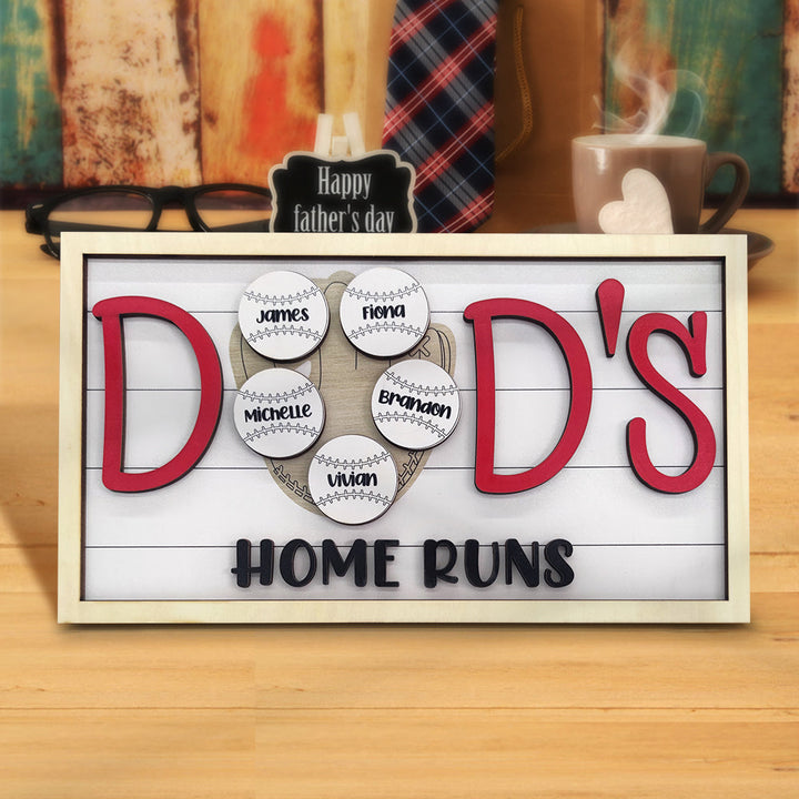 Personalized Baseball Dad Wooden Name Sign Plaque Father's Day Gift for Dad Grandpa