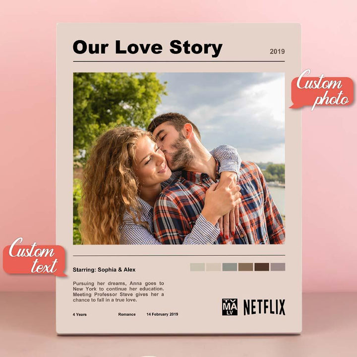 Movie Poster TV Show Poster Custom Plaque Love Story Gift for Couple