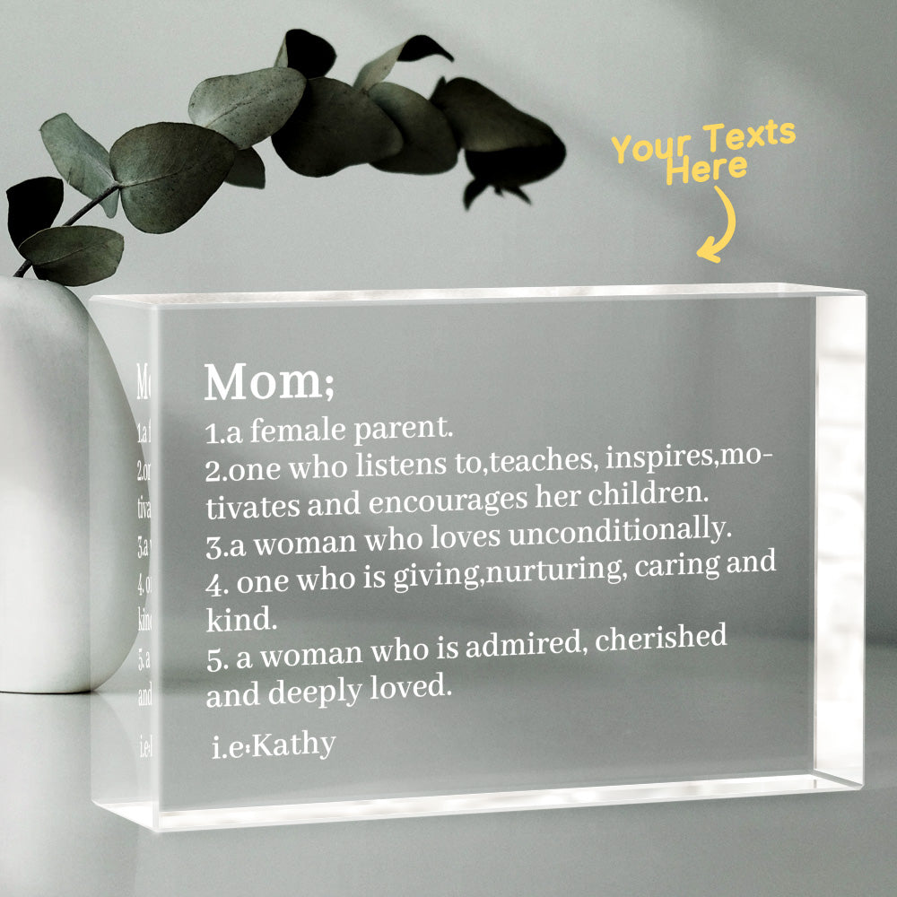 Engraved 2D Crystal Personalized Defined Glass Block Gifts For Mom Friend Sister Classmate
