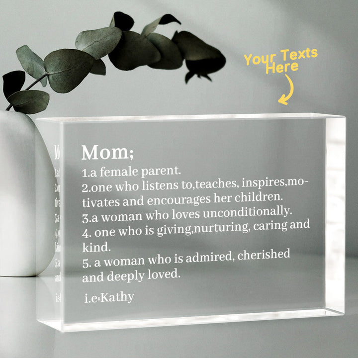 Engraved 2D Crystal Personalized Defined Glass Block Gifts For Mom Friend Sister Classmate
