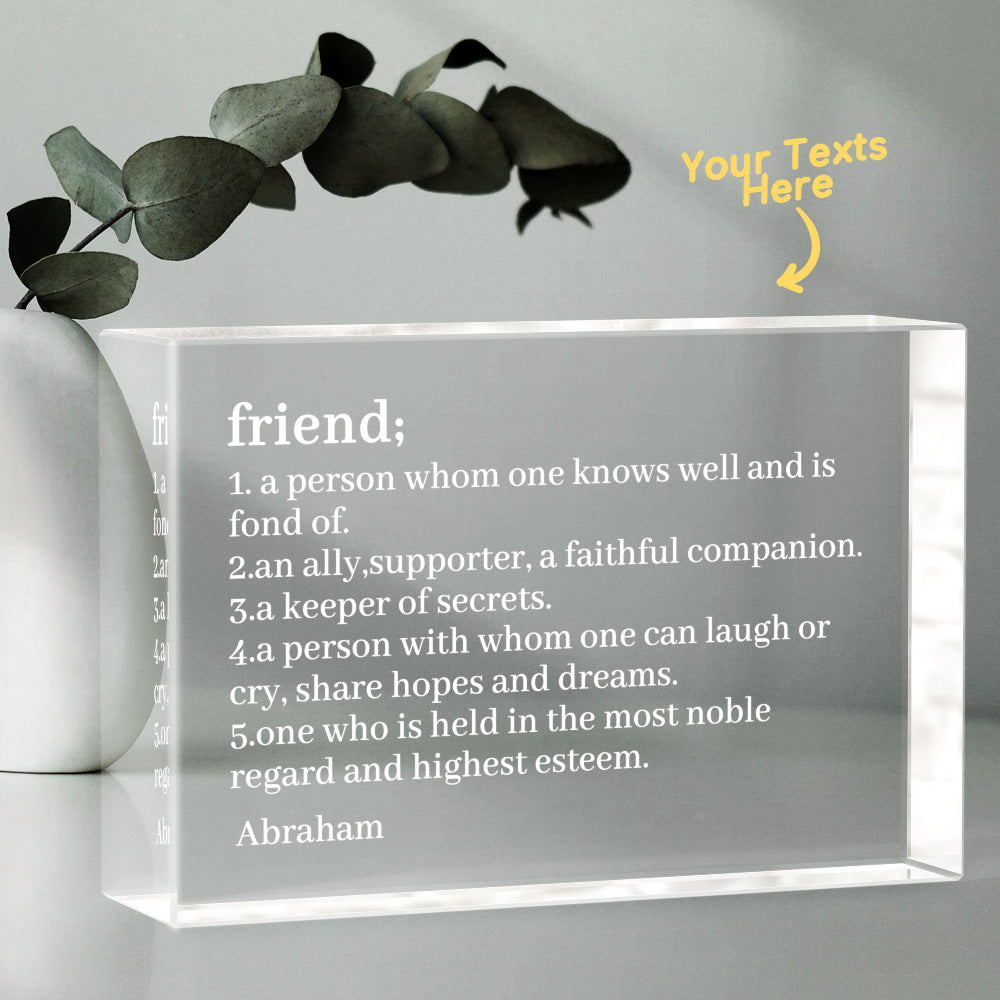 Engraved 2D Crystal Personalized Defined Glass Block Gifts For Mom Friend Sister Classmate