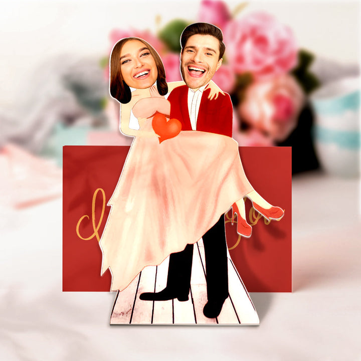 Personalized Plaque Carry Your Love Caricature Couple Custom Face MiniMe Decor Gift for Lover