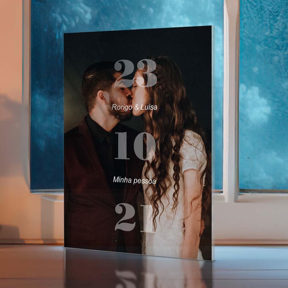 Custom Photo & Special Date Acrylic Plaque – Personalized Home Decor & Valentine's Day Gift
