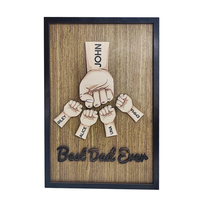 Personalized Father's Day Fist Bump Sign with Name Wooden Plaque Decor Gift for Dad