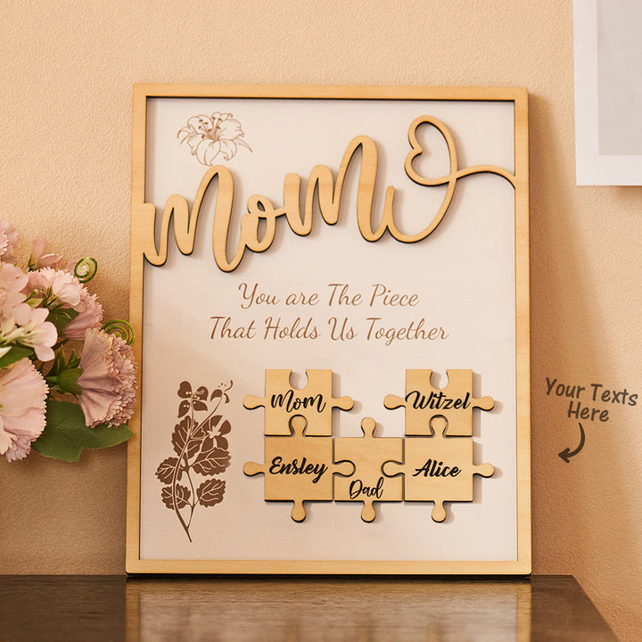Custom Name Puzzle Ornament Wooden Gifts for Mother's Day