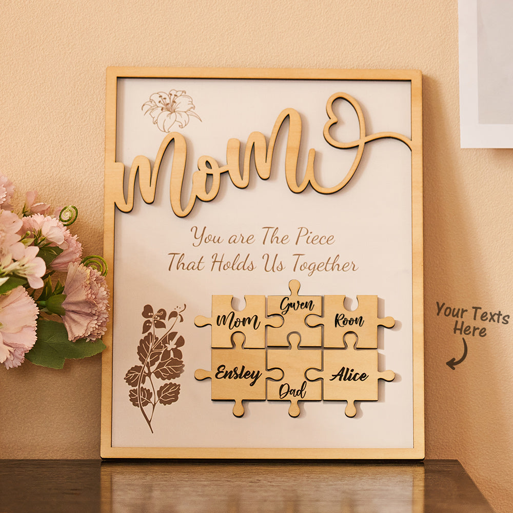Custom Name Puzzle Ornament Wooden Gifts for Mother's Day