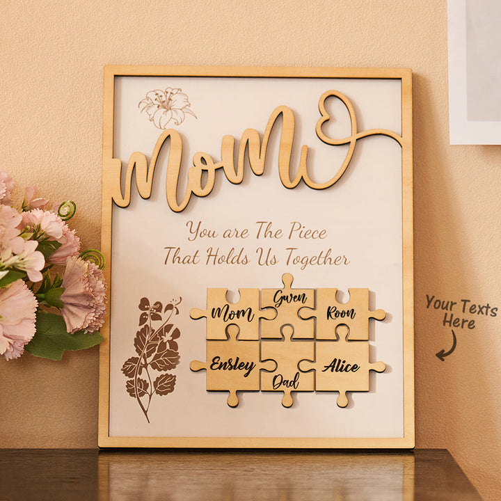 Custom Name Puzzle Ornament Wooden Gifts for Mother's Day