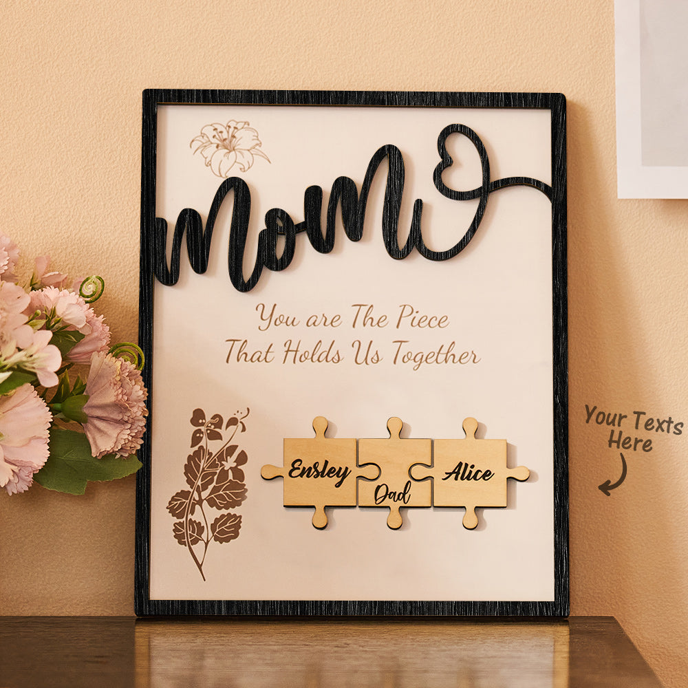 Custom Name Puzzle Ornament Wooden Gifts for Mother's Day
