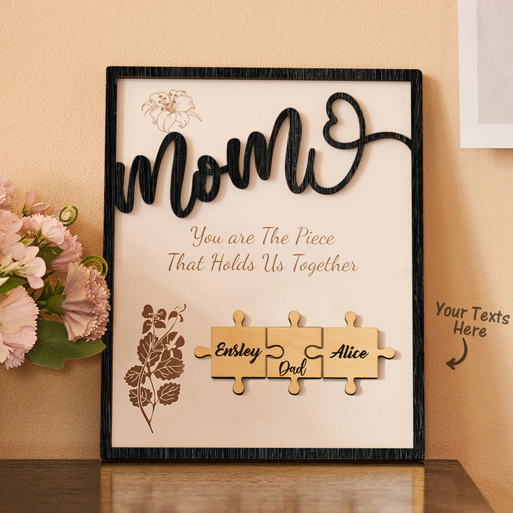 Custom Name Puzzle Ornament Wooden Gifts for Mother's Day