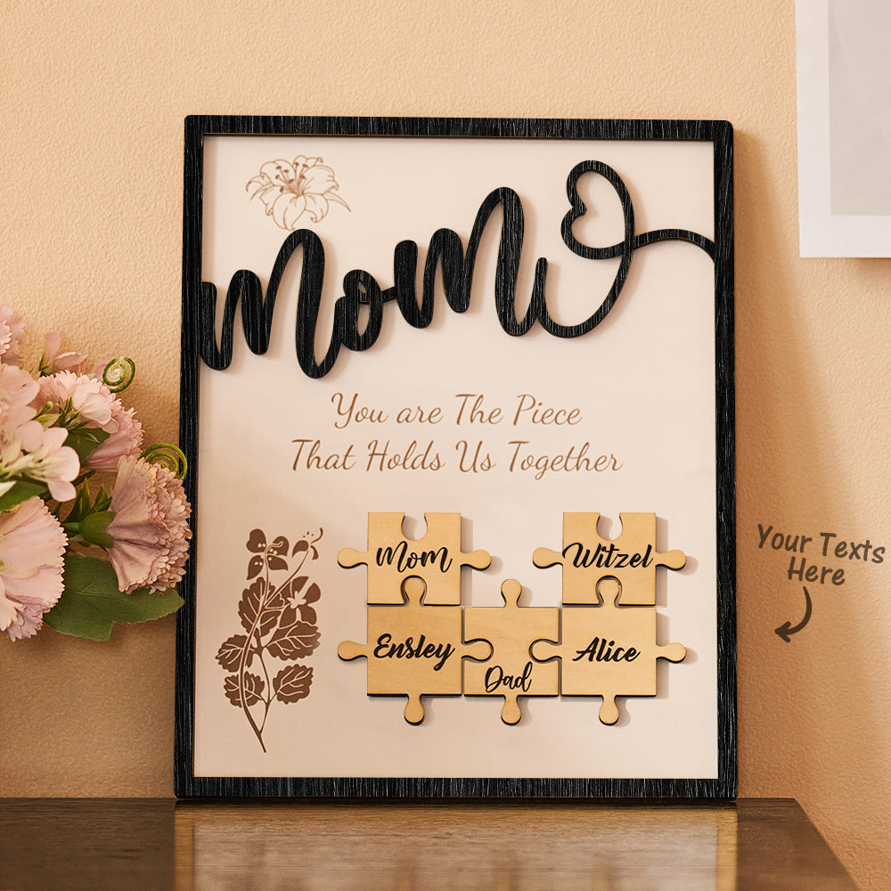 Custom Name Puzzle Ornament Wooden Gifts for Mother's Day
