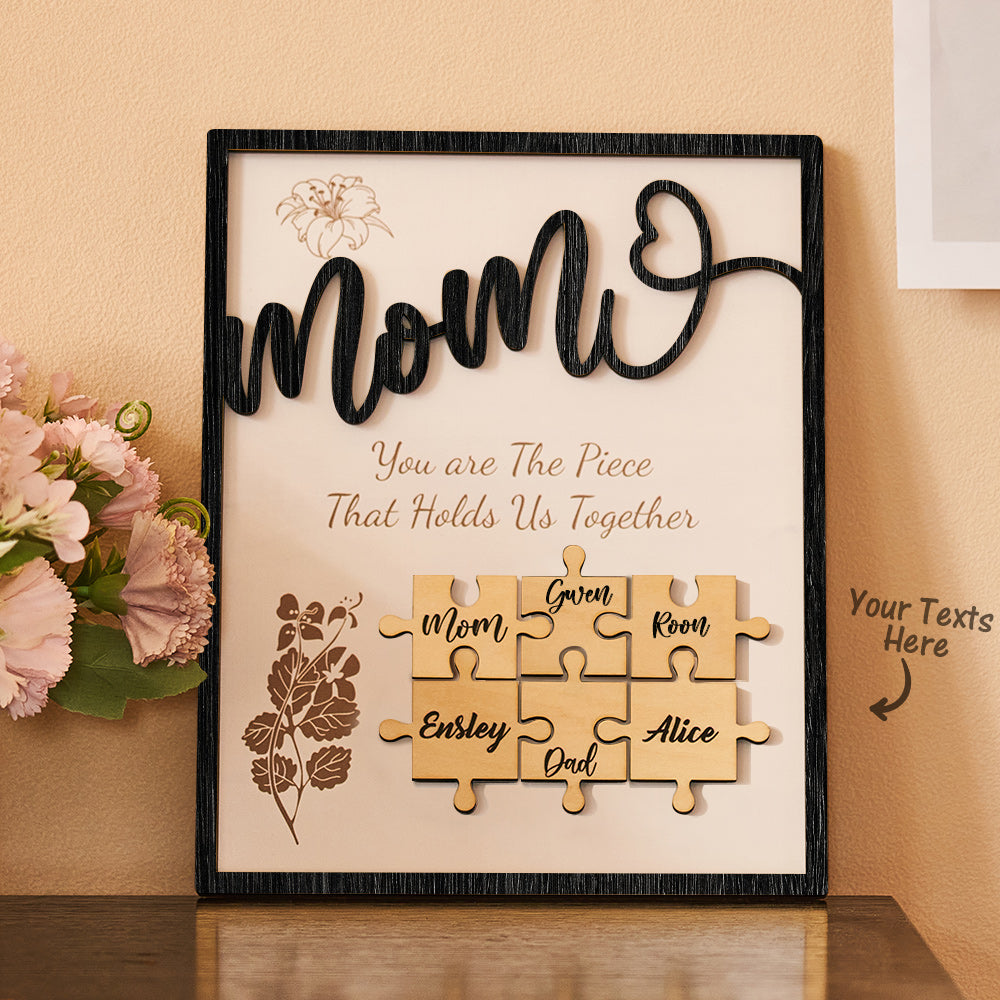 Custom Name Puzzle Ornament Wooden Gifts for Mother's Day