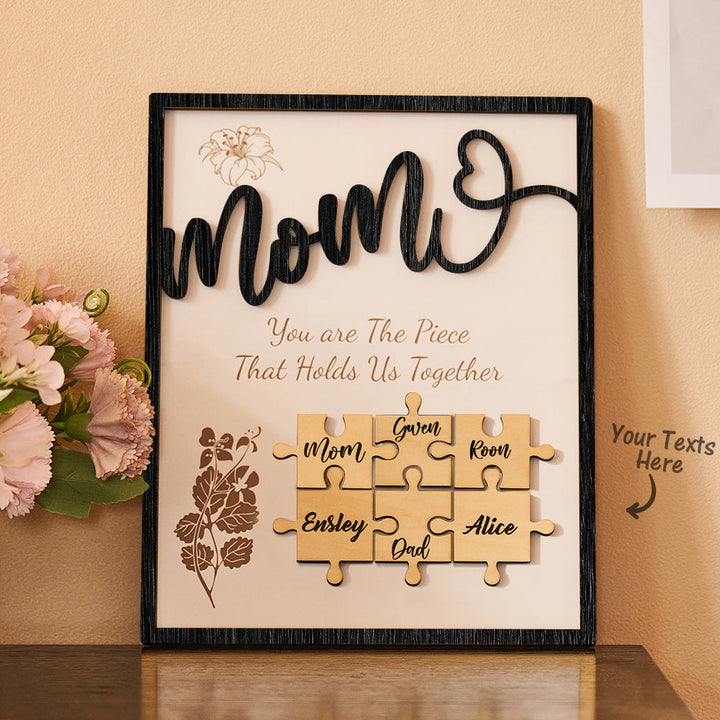 Custom Name Puzzle Ornament Wooden Gifts for Mother's Day