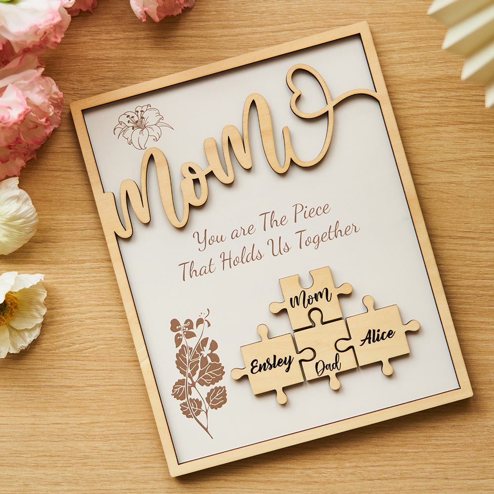 Custom Name Puzzle Ornament Wooden Gifts for Mother's Day