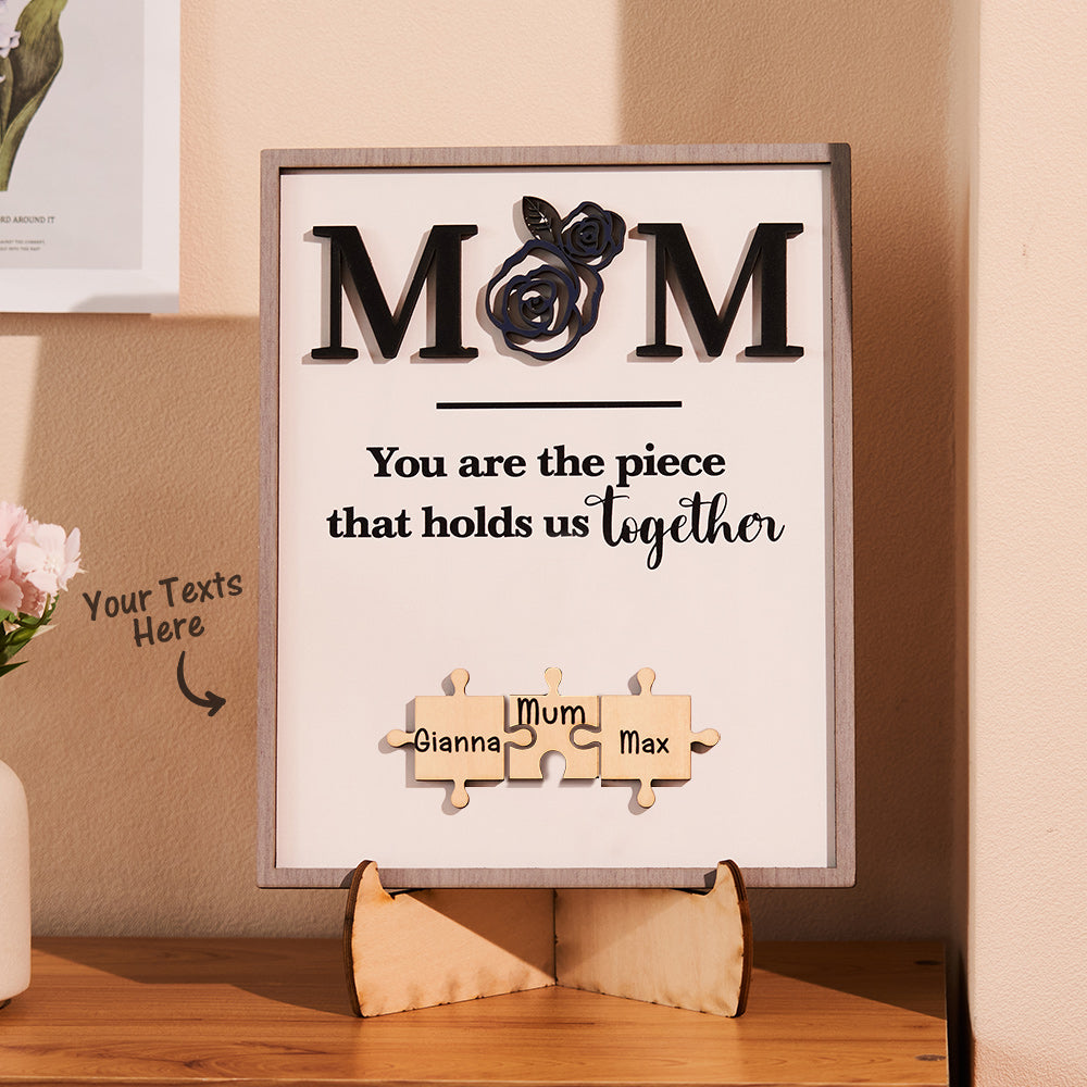 Custom Engraved Puzzle Ornament Rose Design Commemorate Gifts for Mom