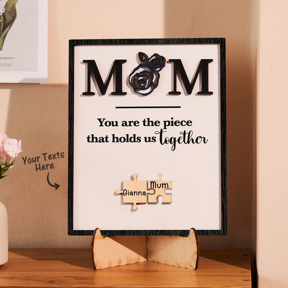 Custom Engraved Puzzle Ornament Rose Design Commemorate Gifts for Mom