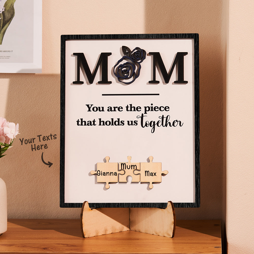 Custom Engraved Puzzle Ornament Rose Design Commemorate Gifts for Mom