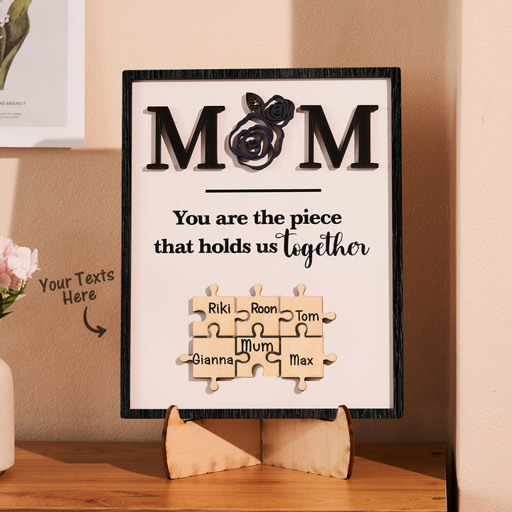 Custom Engraved Puzzle Ornament Rose Design Commemorate Gifts for Mom