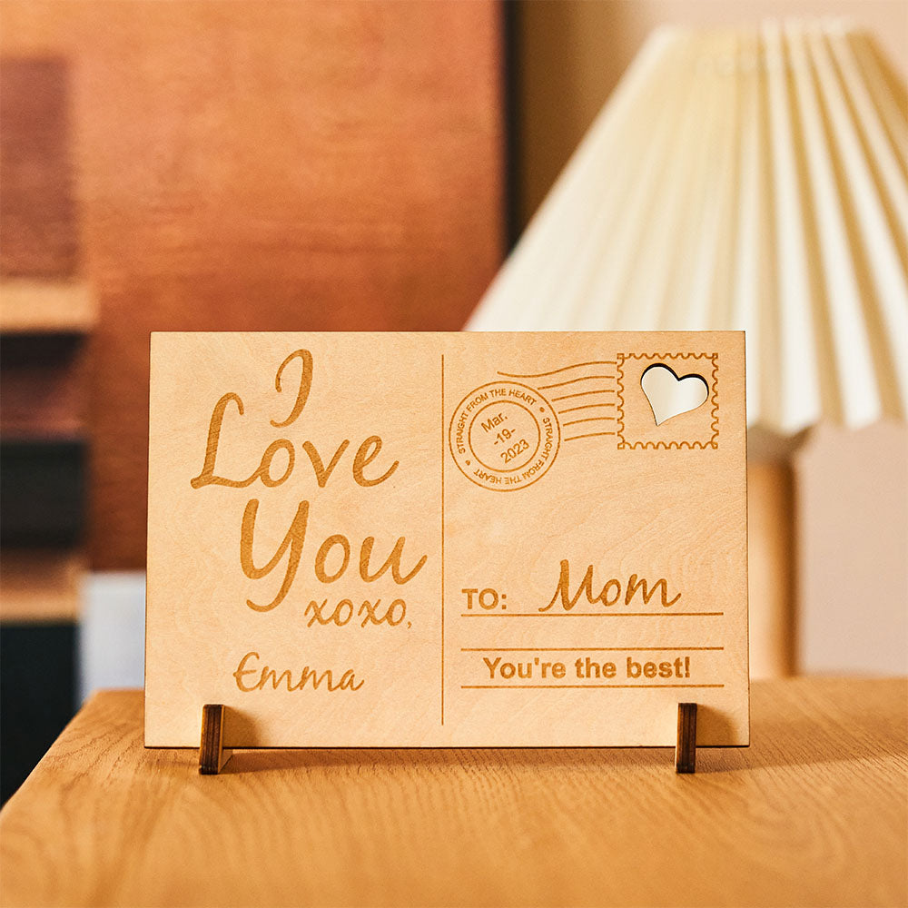 Personalized Sending Love Message Wood Standing Custom Postcard Gifts